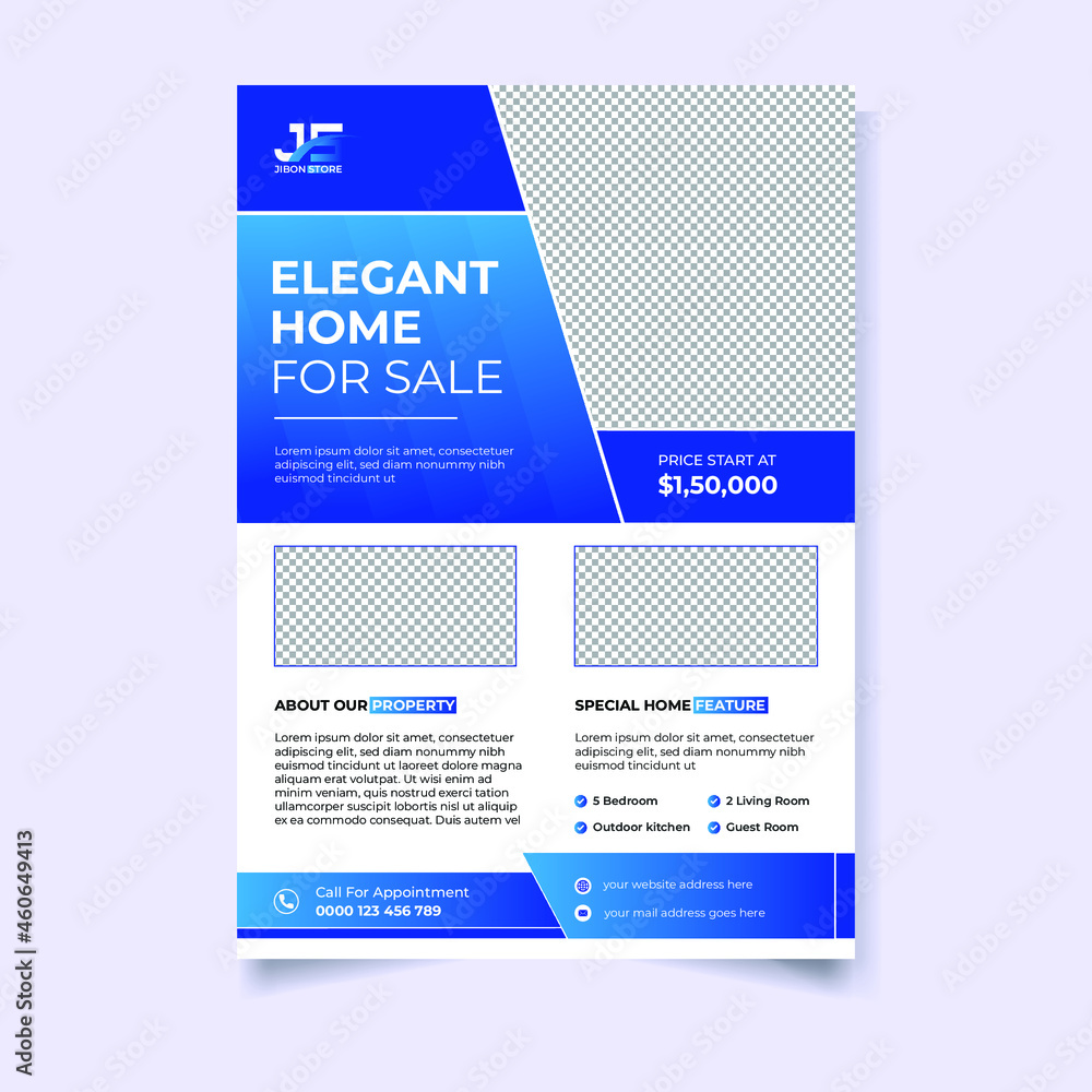 Modern elegant home for sale real estate flyer template Modern elegant home for sale real estate flyer template