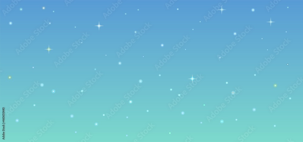 Morning starry sky. Illustration in cartoon style flat design. Heavenly atmosphere. Vector - obrazy, fototapety, plakaty 