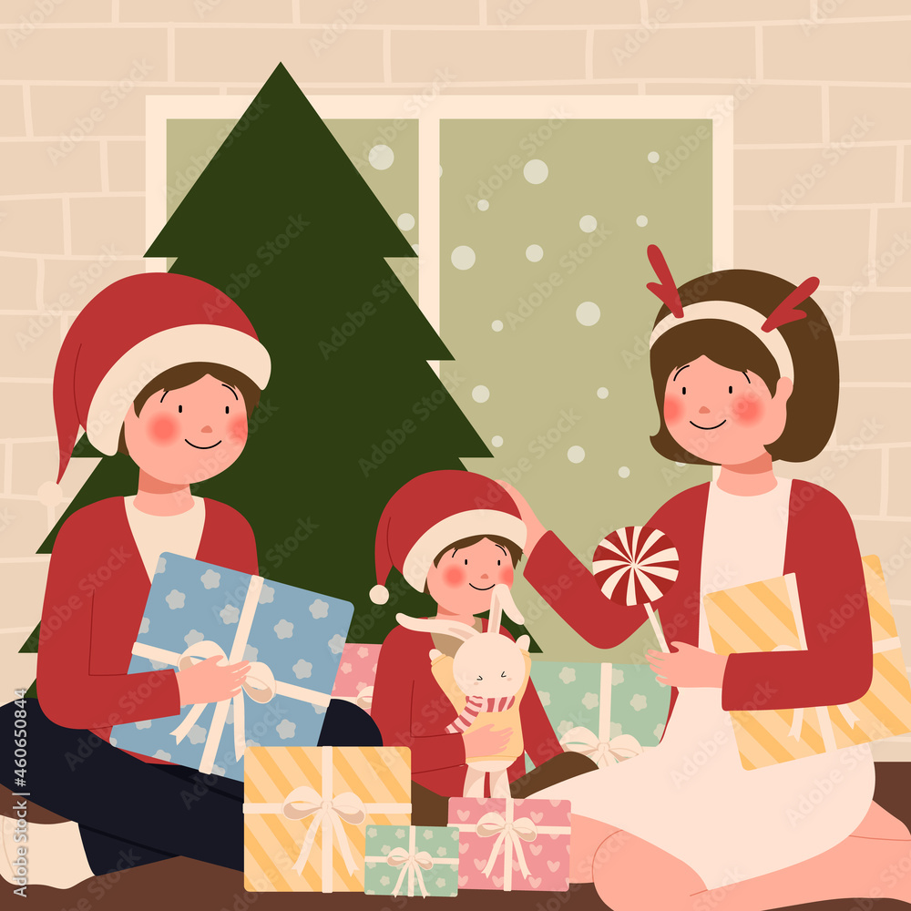 Christmas cards template with cartoon character