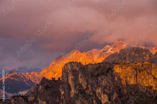 Sunset in Dolomites mountains, Alps, northern Italy