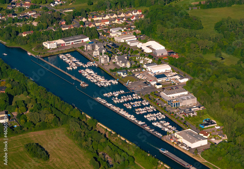 Aerial photo of the Marina Rünthe harbour in Bergkamen, Ruhrgebiet, Germany photo