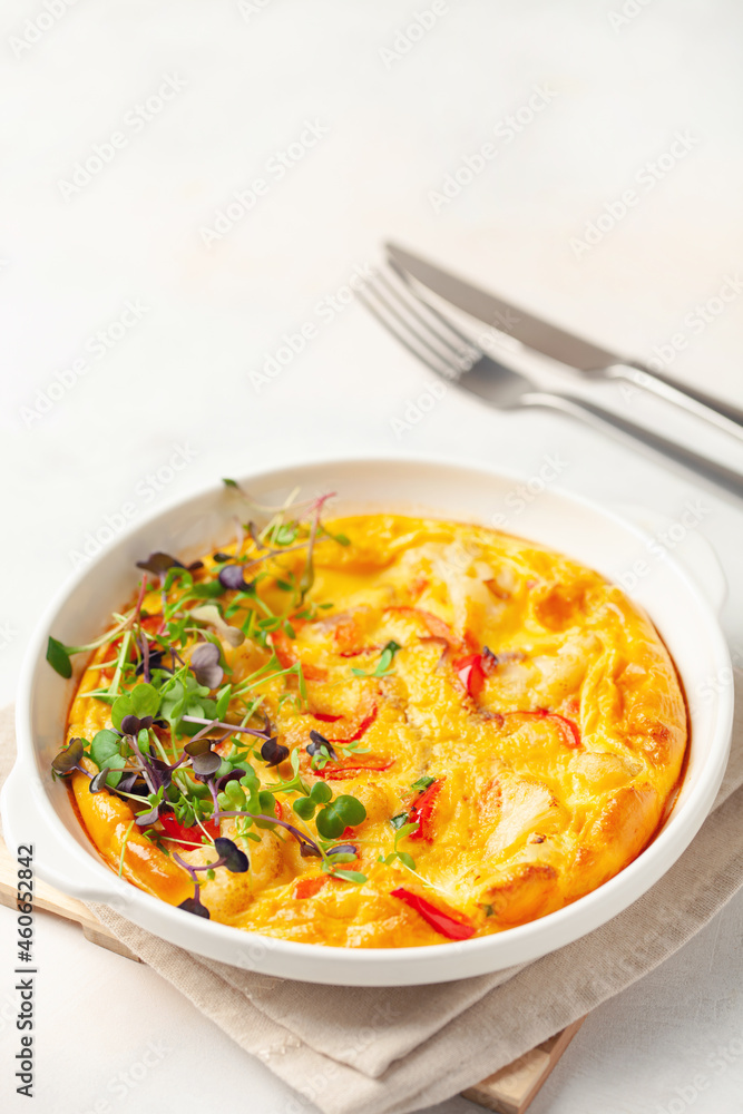Omelette with vegetables - shakshuka in skillet Omelette with vegetables - shakshuka in skillet