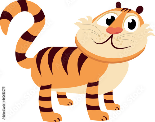 Fototapeta Naklejka Na Ścianę i Meble -  Vector illustration of orange red striped tiger cartoon 