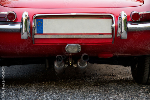 rear view of a classic red sports car