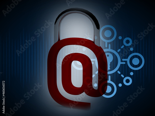 Email Sign Padlock Isolated. 3D renderingEmail Sign Padlock Isolated. 3D rendering