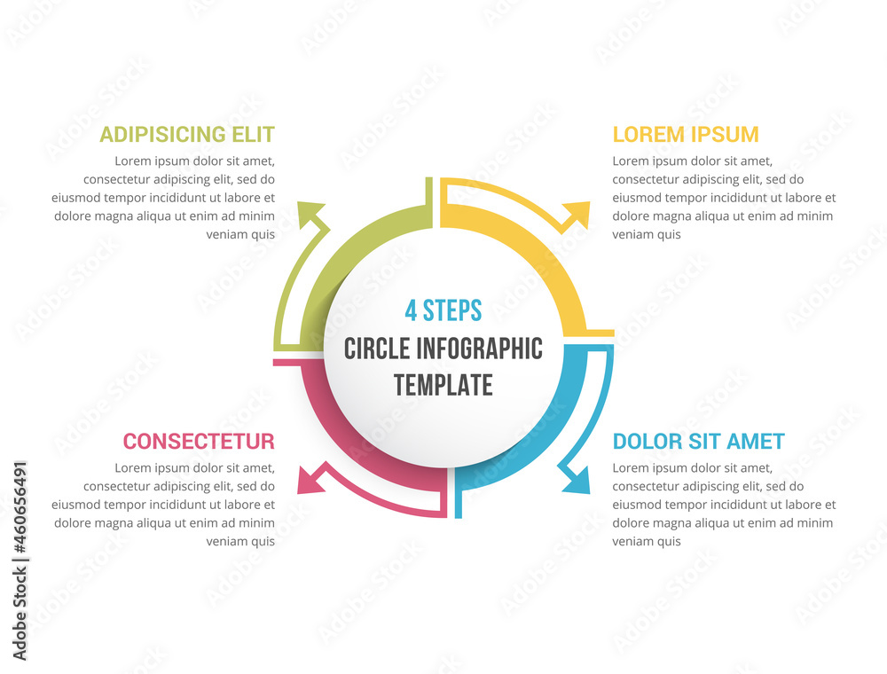 Circle diagram template with four elements, infographic template for web, business, presentations Circle diagram template with four elements, infographic template for web, business, presentations