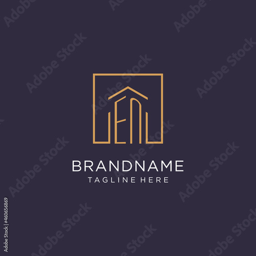 EN initial square logo design, modern and luxury real estate logo style