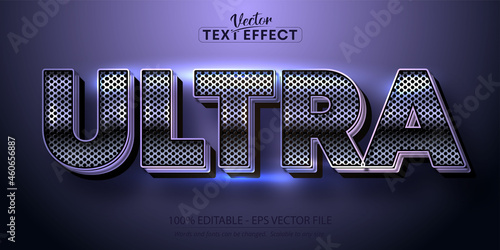 Metallic purple color text effect, shiny metallic alphabet style