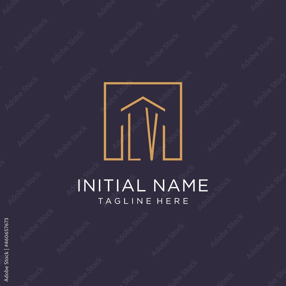 LV initial square logo design, modern and luxury real estate logo style ...