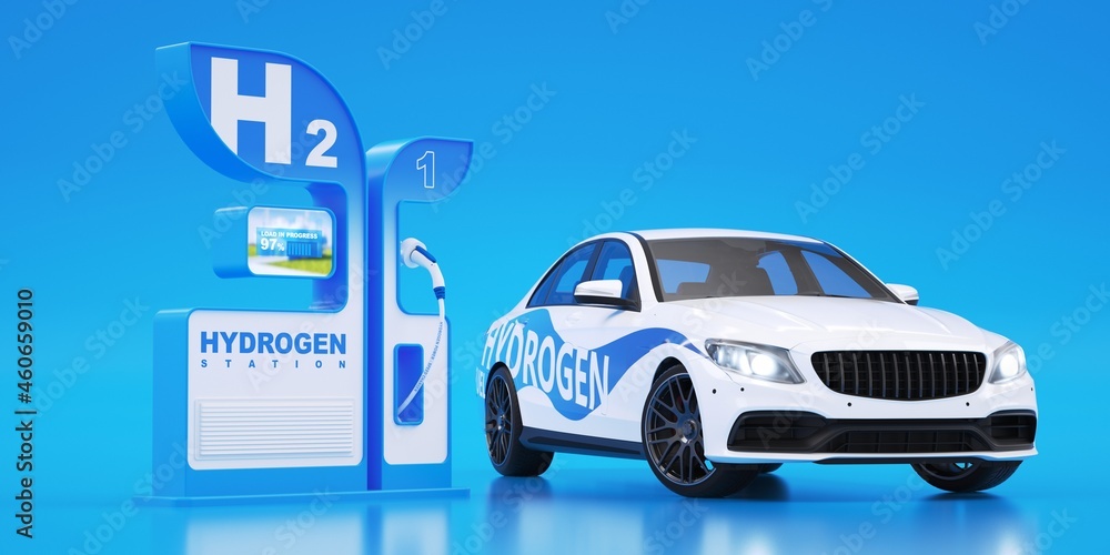 Hydrogen fuel charge. Hydrogen car. - obrazy, fototapety, plakaty 