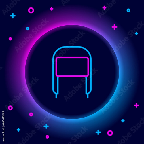 Glowing neon line Winter hat with ear flaps icon isolated on black background. Colorful outline concept. Vector