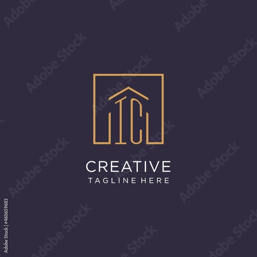 IC initial square logo design, modern and luxury real estate logo style