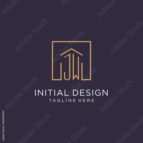 JW initial square logo design, modern and luxury real estate logo style