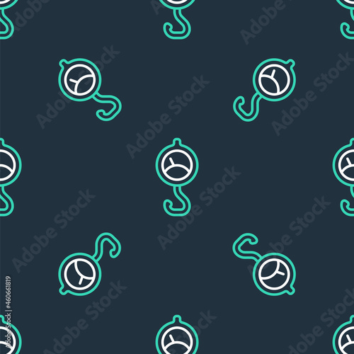 Line Spring scale icon isolated seamless pattern on black background. Balance for weighing. Determination of weight. Vector
