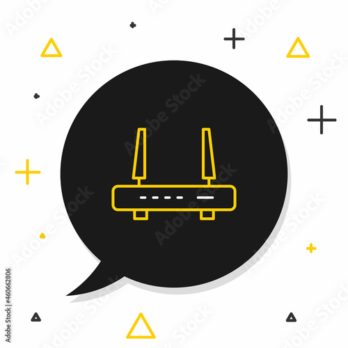 Line Router and wi-fi signal icon isolated on white background. Wireless ethernet modem router. Computer technology internet. Colorful outline concept. Vector