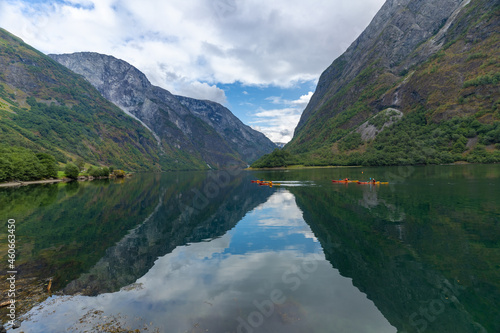 The breathtaking beauty of the Nærøyfjord (Nærøyfjorden), Aurland, Norway. Municipality in Vestland county, Norway