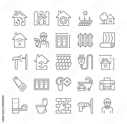 Home renovation icons. Construction, housing improvement, repair. Sink repair, plumbing, plumber, builder. Fixing up problems with water. Cartoon flat vector illustration isolated on white background