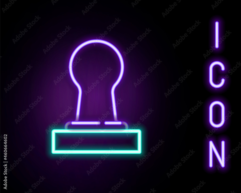 Glowing neon line Coffee tamper icon isolated on black background. Colorful outline concept. Vector Glowing neon line Coffee tamper icon isolated on black background. Colorful outline concept. Vector