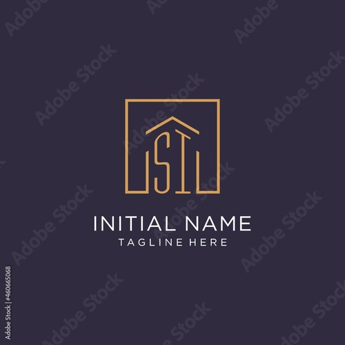 SI initial square logo design, modern and luxury real estate logo style