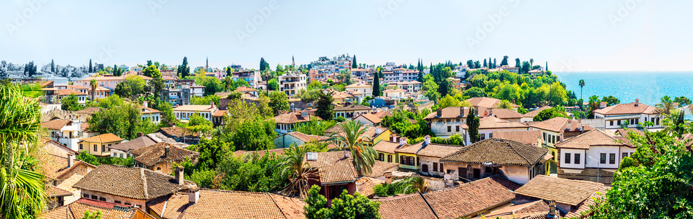 the old kaleichi district in Antalya. roofs of houses panorama. the historical center of Antalya, where there are many small hotels and restaurants, is a favorite place of travelers and tourists