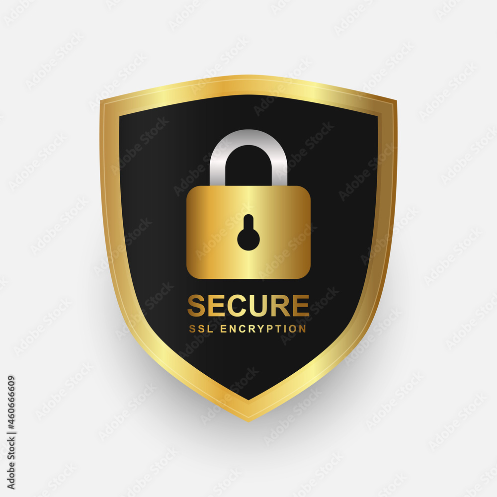Gold secure security icon shield and badge illustration design Gold secure security icon shield and badge illustration design