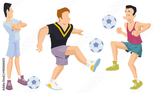 Boys play ball. Illustration for internet and mobile website.