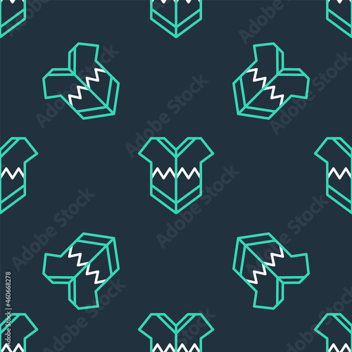 Line Traditional mexican poncho clothing icon isolated seamless pattern on black background. Vector