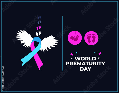 World Prematurity day. November 17th. Prematurity awareness ribbon concept. Template for background, banner, card, poster. Vector illustration.