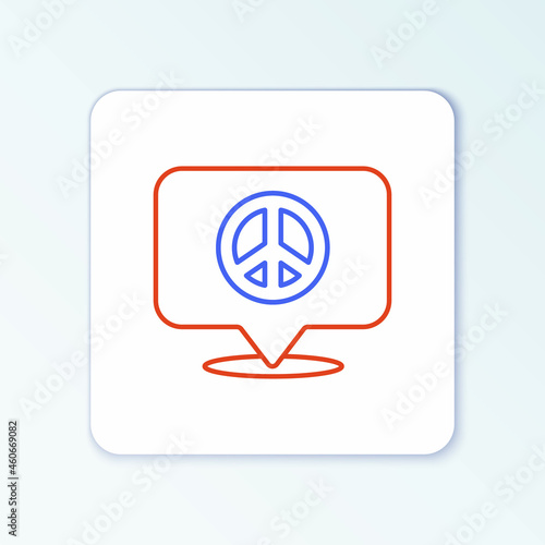 Line Location peace icon isolated on white background. Hippie symbol of peace. Colorful outline concept. Vector