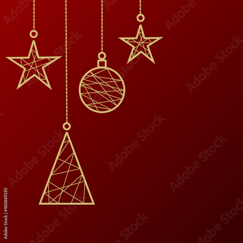 Obraz na płótnie Christmas decoration red gold card, stars, tree and ball w salonie