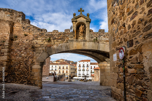 Arco de la Estrella, Arch of the Star at the Main square of Caceres, Spain
