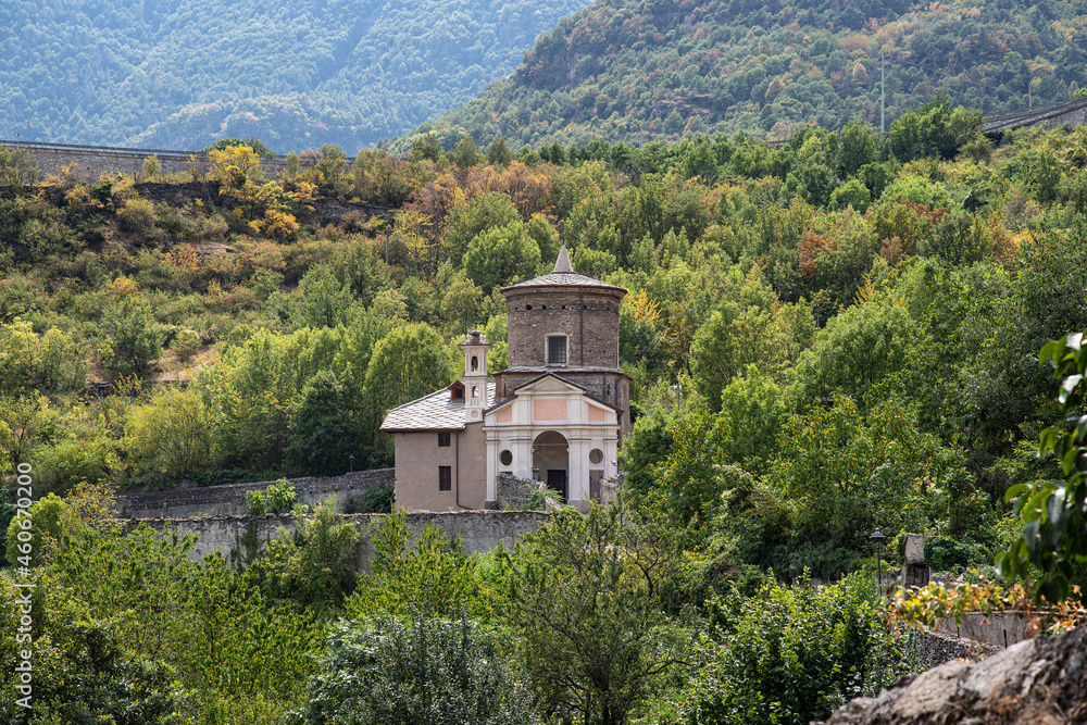 Italian landscape with an old house in the nature