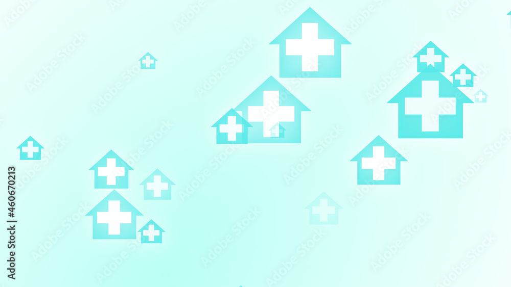 Medical health blue green cross on home pattern background. Abstract banners with prevent virus infection and healthcare stay home concept. Medical health blue green cross on home pattern background. Abstract banners with prevent virus infection and healthcare stay home concept.