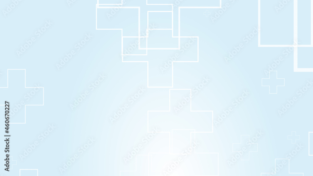 Obraz premium Abstract medical white blue cross pattern background.