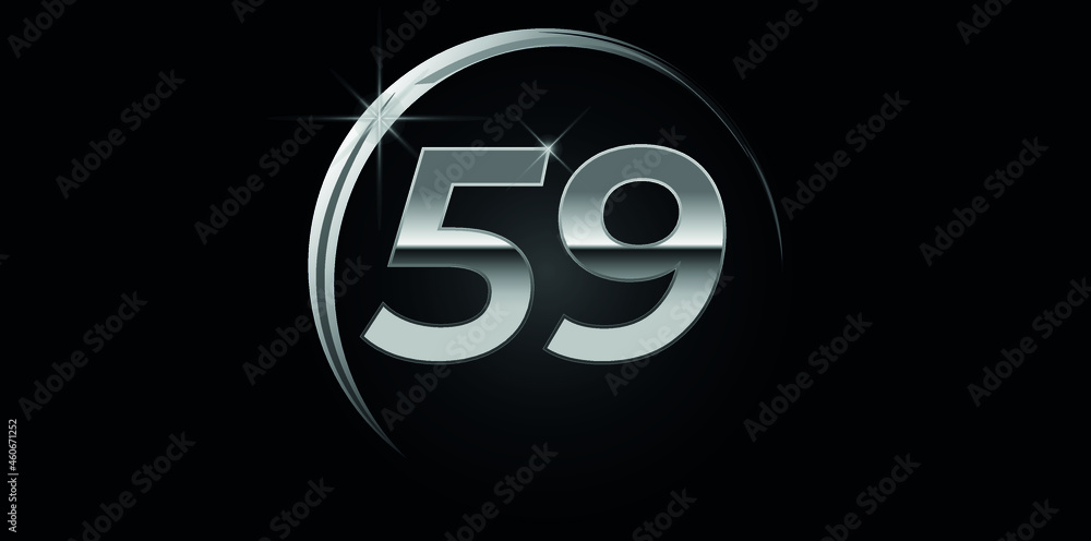 Chrome vector number 5.9 Logo for birthday, celebrations, dates with silver ring isolated on black background with silver light, vector design for celebration, invitation card and greeting card Chrome vector number 5.9 Logo for birthday, celebrations, dates with silver ring isolated on black background with silver light, vector design for celebration, invitation card and greeting card