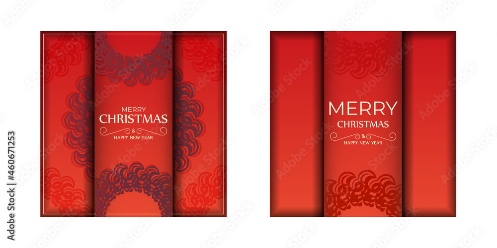 Red Color Merry Christmas Flyer Template with Abstract Burgundy Ornament Red Color Merry Christmas Flyer Template with Abstract Burgundy Ornament