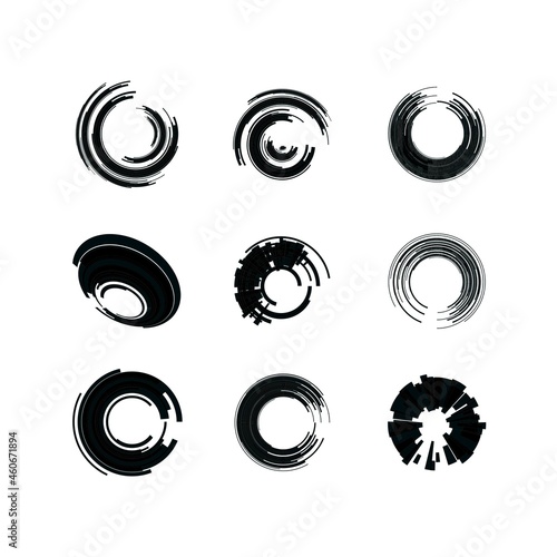 set of abstract business technology HUD circle logo design vector