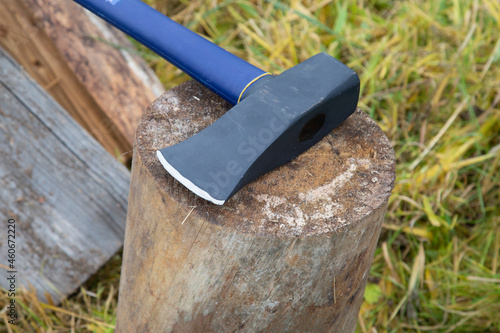 An axe for chopping wood.A special axe for chopping firewood.
