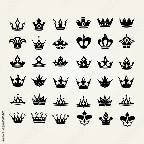 set of retro vintage crown logo design vector template