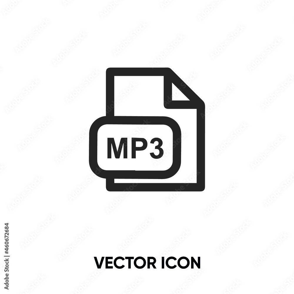 Mp3 file vector icon. Modern, simple flat vector illustration for website or mobile app.Audio or music symbol, logo illustration. Pixel perfect vector graphics Mp3 file vector icon. Modern, simple flat vector illustration for website or mobile app.Audio or music symbol, logo illustration. Pixel perfect vector graphics