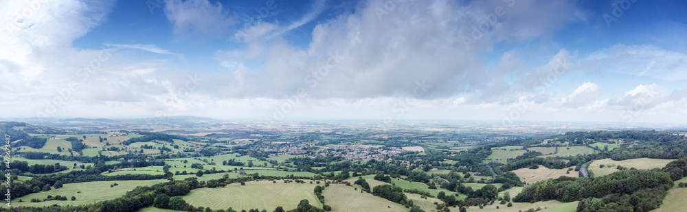 english landscape image from the air of Cotswolds countryside