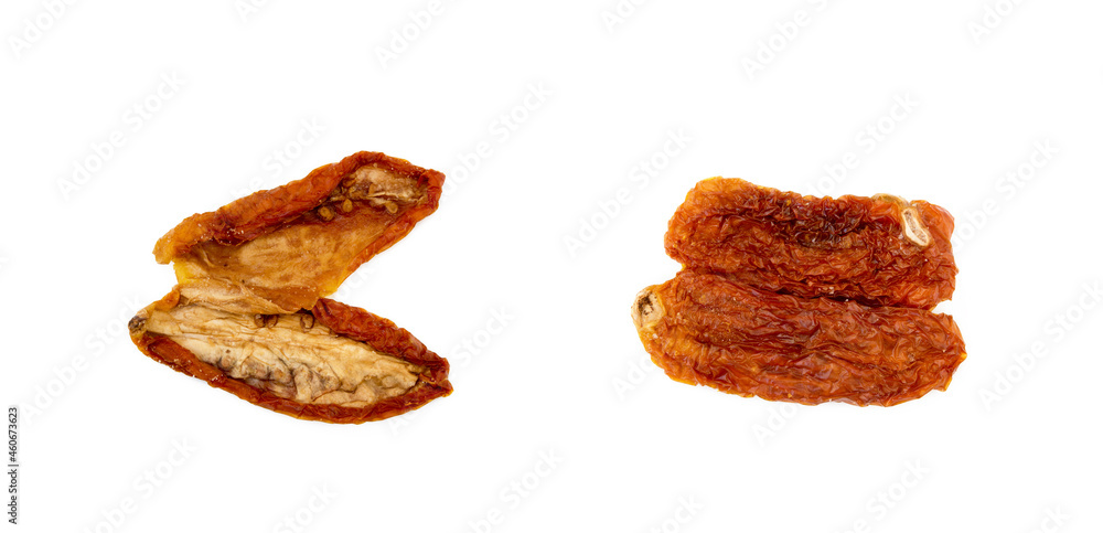 Dried red tomatoes isolated on white background Dried red tomatoes isolated on white background