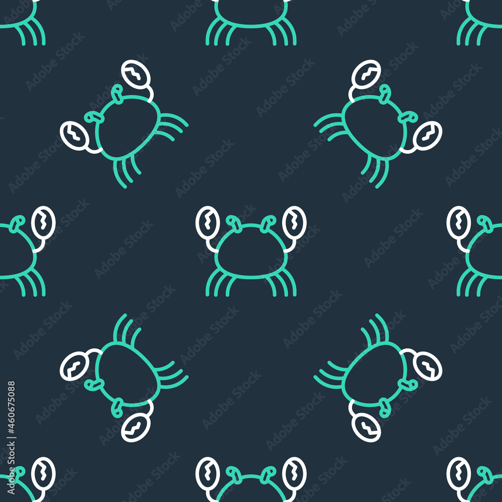 Line Crab icon isolated seamless pattern on black background. Vector Line Crab icon isolated seamless pattern on black background. Vector