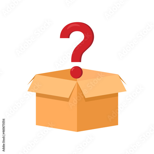 Mystery box flat illustration icon.Vector illustration isolated on white background.