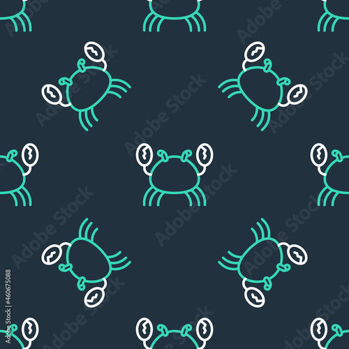 Line Crab icon isolated seamless pattern on black background. Vector