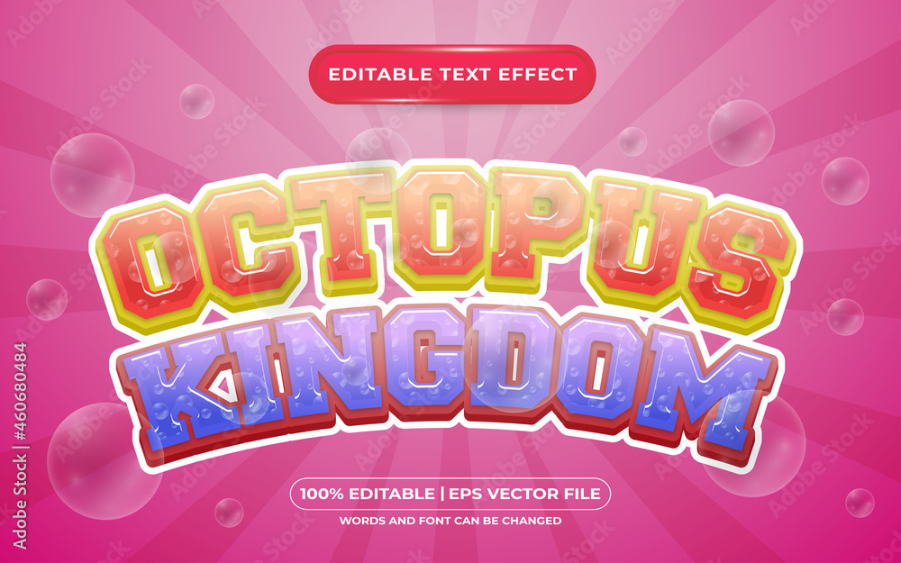 Octopus kingdom editable text effect template style