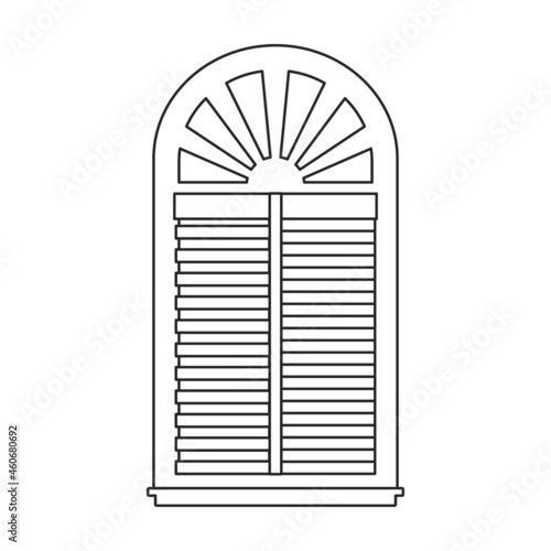 Window blind vector outline icon. Vector illustration jalousie on white background. Isolated outline illustration icon of window blind .