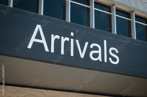 Arrivals gate sign at Airport