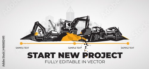 Excavator and other heavy construction equipment.