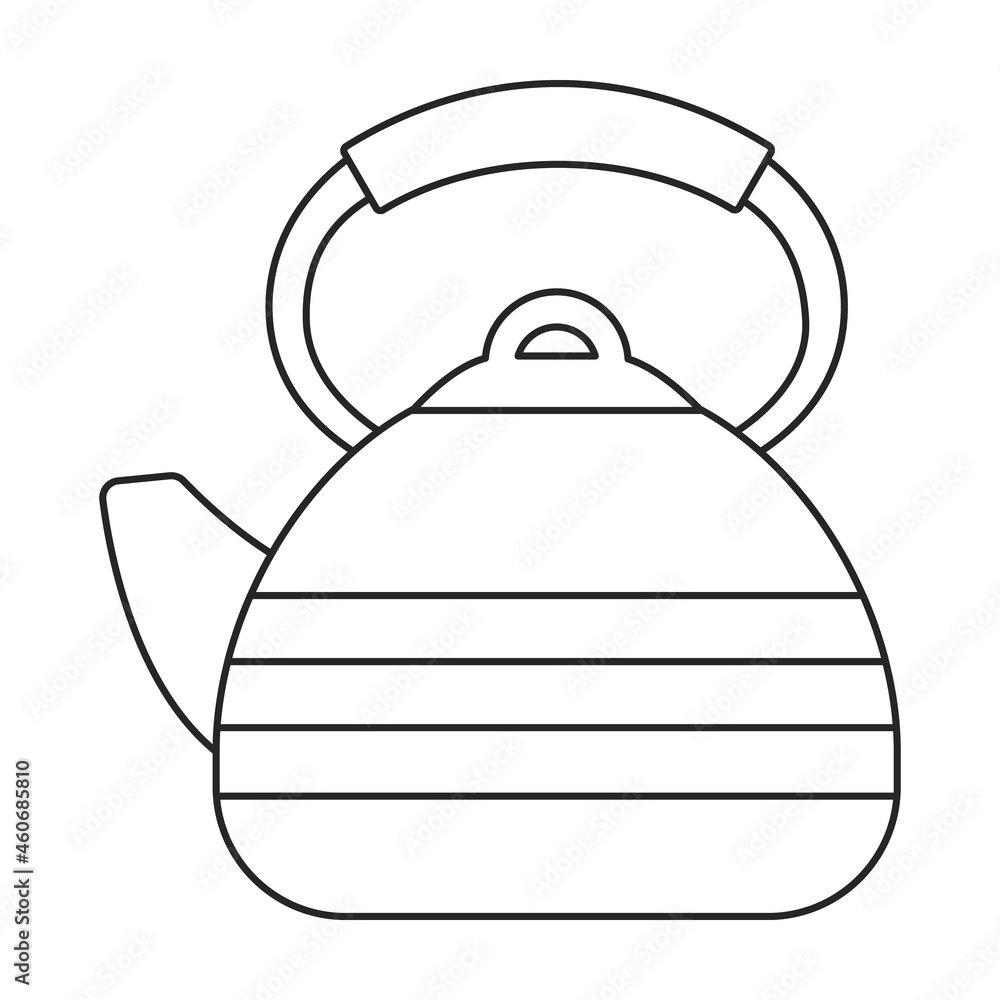 Kettle vector outline icon. Vector illustration teapot on white background. Isolated outline illustration icon of kettle .